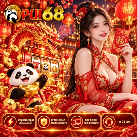 Ilustrasi PUI68 bertema merah dan emas