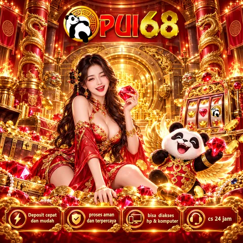 Ilustrasi PUI68 bertema merah dan emas